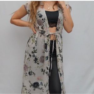 Long Sheer Floral cover up/Robe New